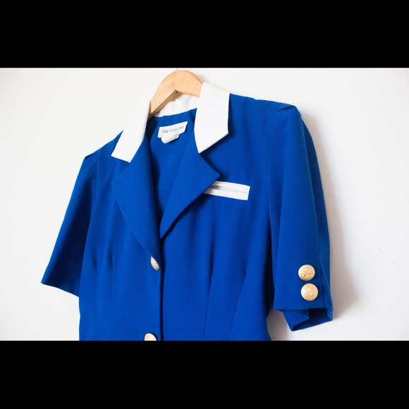 Zarr Collection | Vintage 80’s/90’s Blue & White Short Sleeve Dress | Size 8 - Picture 4 of 12